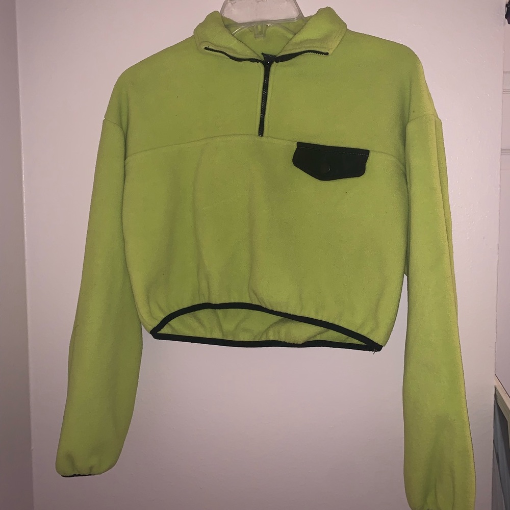 Forever 21 Fleece Crop Quarter-Zip Jacket